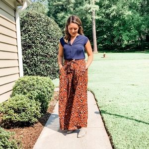 Cheetah wide legged pants